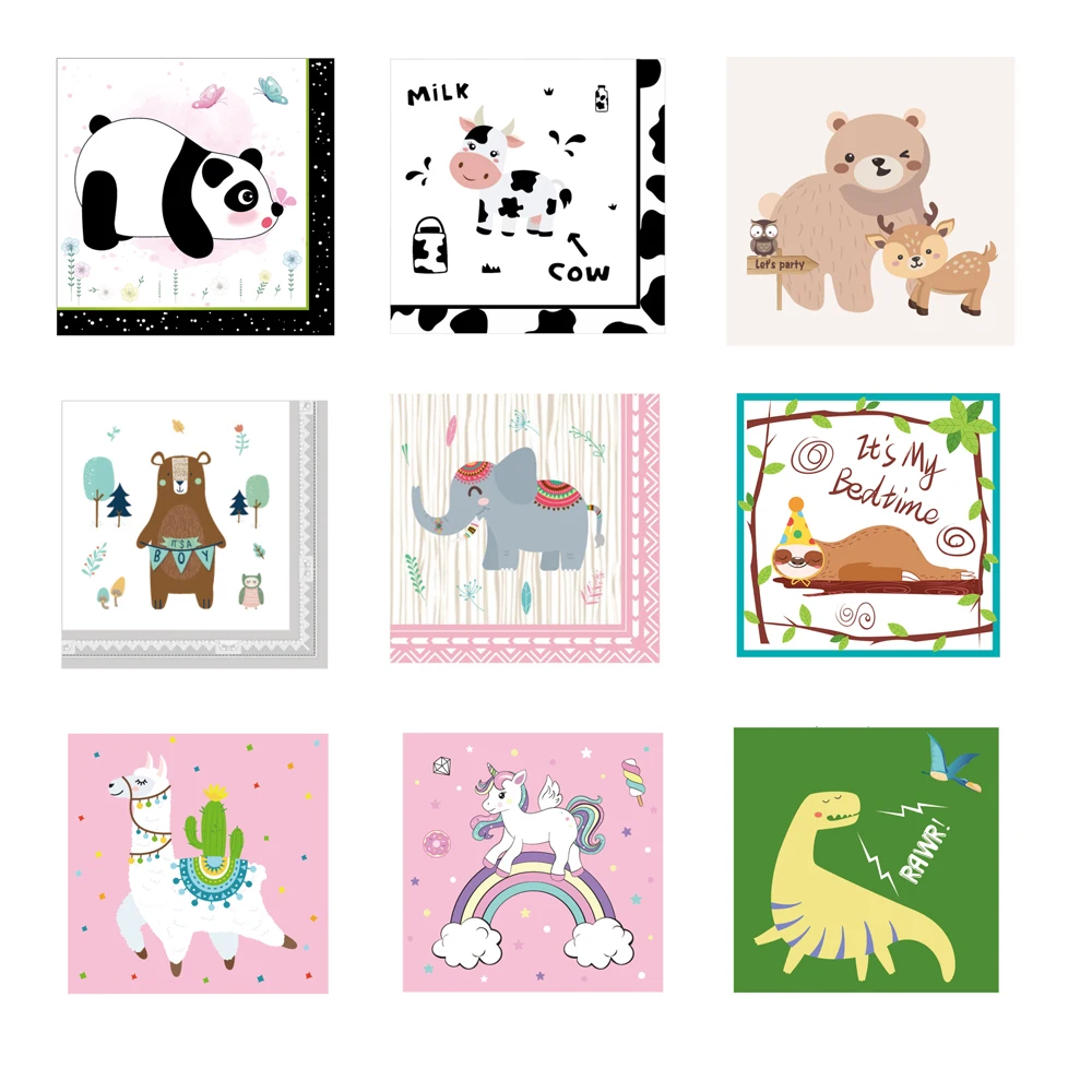 20pcs/set Cartoon Panda Unicorn Farm Jungle Animals Birthday Party Disposable Paper Napkins Tissues Baby Shower Party Tableware
20pcs/set Cartoon Panda Unicorn Farm Jungle Animals Birthday Party Disposable Paper Napkins Tissues Baby Shower Party Tableware