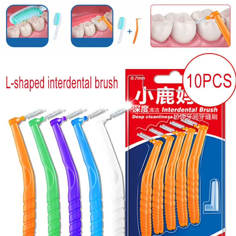 10 Pcs Interdental Brush Micro Size 0.6-1.2mm L-shaped Oral Care Floss Brush Oral Care For Women Man Children
10 Pcs Interdental Brush Micro Size 0.6-1.2mm L-shaped Oral Care Floss Brush Oral Care For Women Man Children