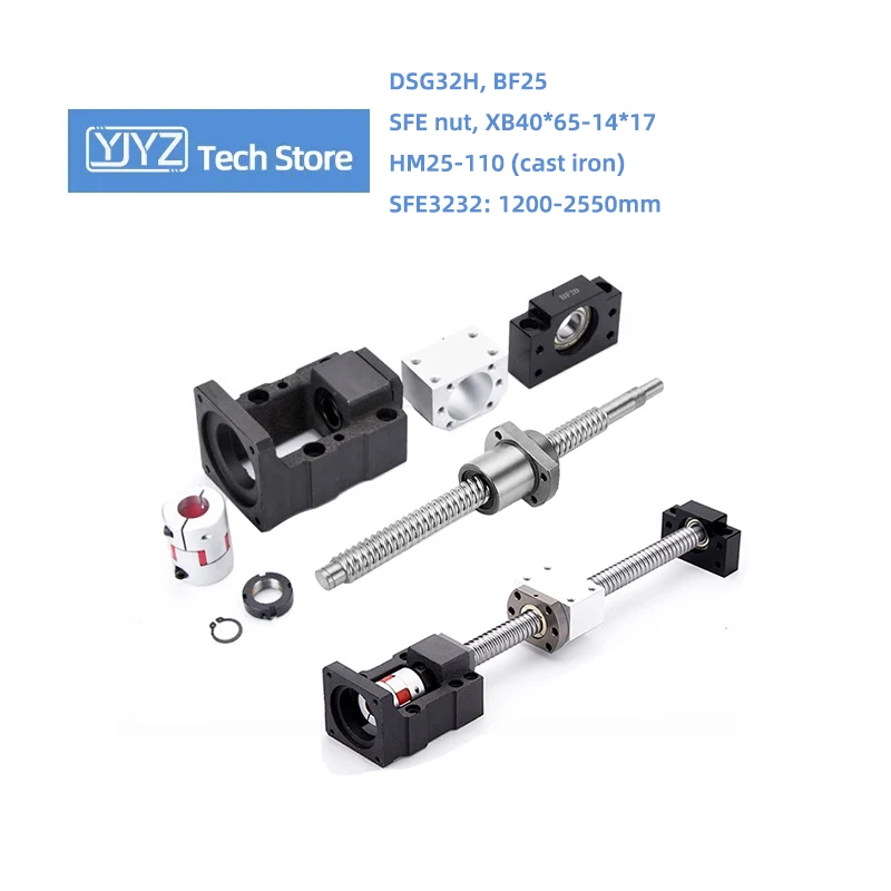 High-precision ball screw, 3232 screw+SFE nut+HM25-110 (cast iron)+BF25+DSG32H+XB40*65-14*17(C7)/(C5) part 2
High-precision ball screw, 3232 screw+SFE nut+HM25-110 (cast iron)+BF25+DSG32H+XB40*65-14*17(C7)/(C5) part 2