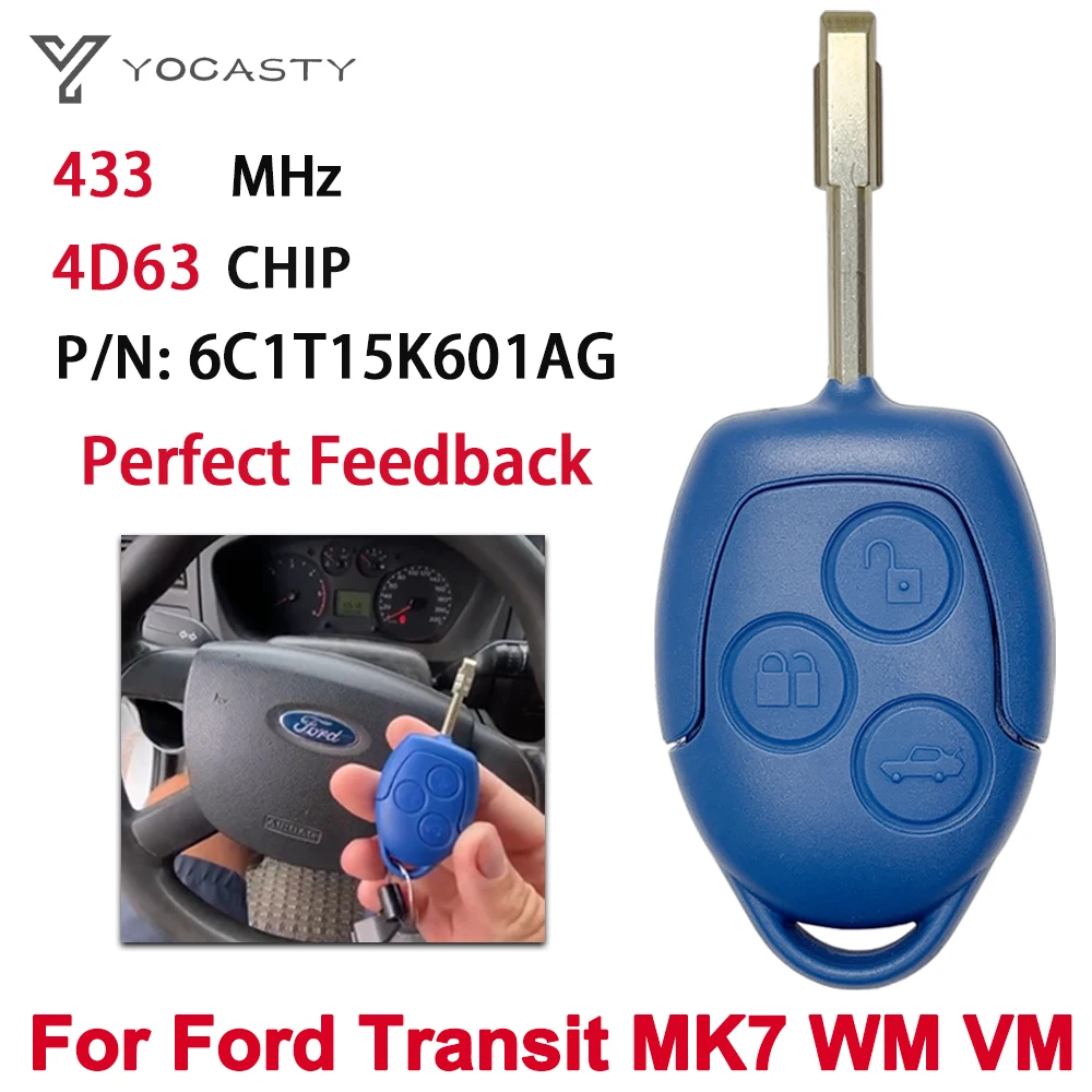 YOCASTY 6C1T15K601AG 4D63 Chip 433MHz Remote Control Smart Key For Ford Transit MK7 WM VM 2006-2014 Blue Head
YOCASTY 6C1T15K601AG 4D63 Chip 433MHz Remote Control Smart Key For Ford Transit MK7 WM VM 2006-2014 Blue Head