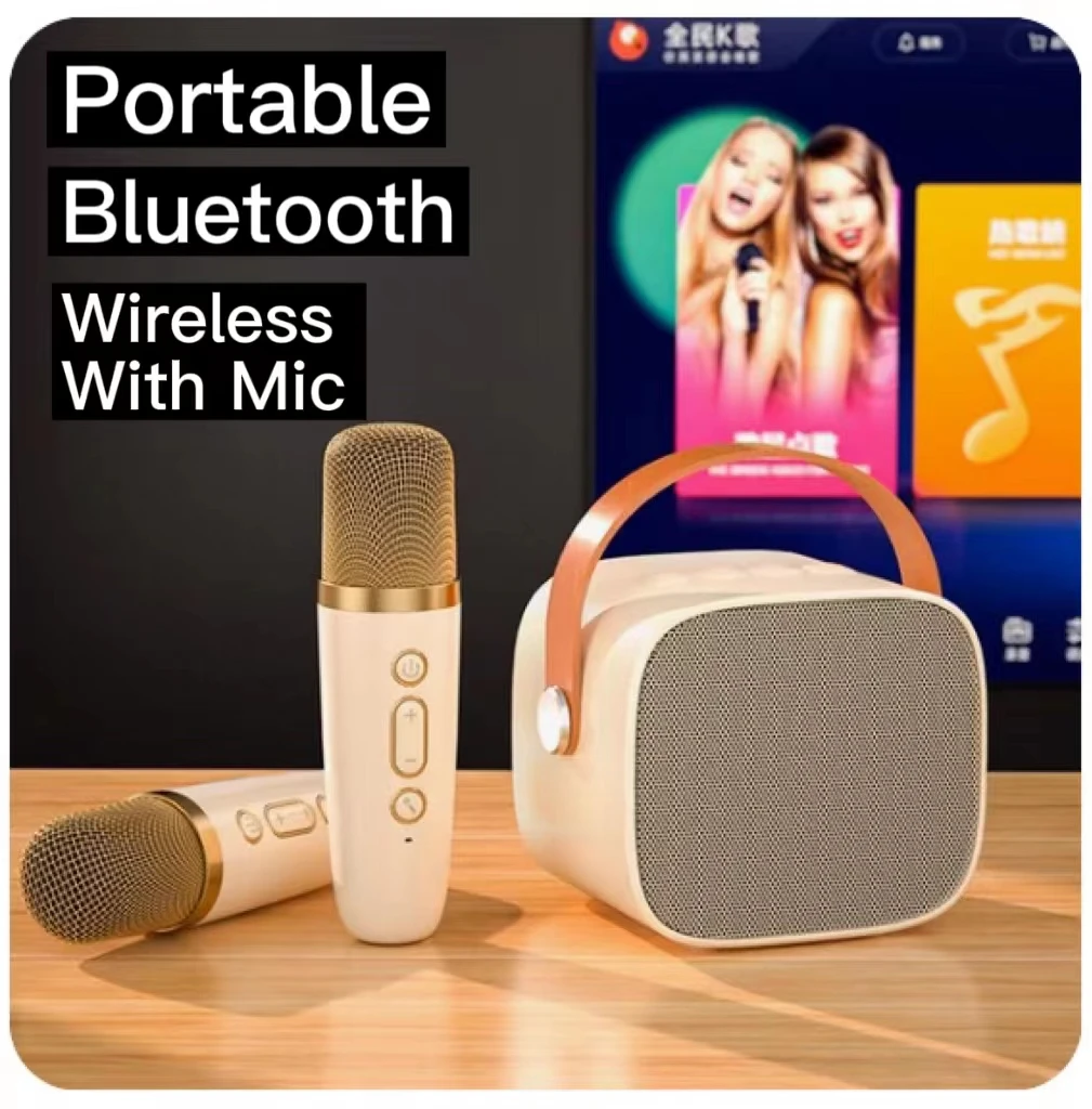 

Microphone Karaoke Machine Portable Bluetooth 5.3 PA Speaker System with 1-2 Wireless Microphones Home Family Singing Machine