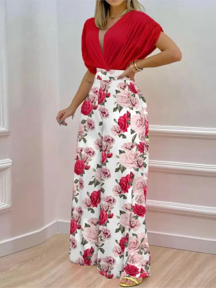 Женский офисный костюм из двух предметов, офисный костюм с широкими штанинами и V-образным вырезом, топ с коротким рукавом, увлекательные костюмы, лето 2023
Женский офисный костюм из двух предметов, офисный костюм с широкими штанинами и V-образным вырезом, топ с коротким рукавом, увлекательные костюмы, лето 2023