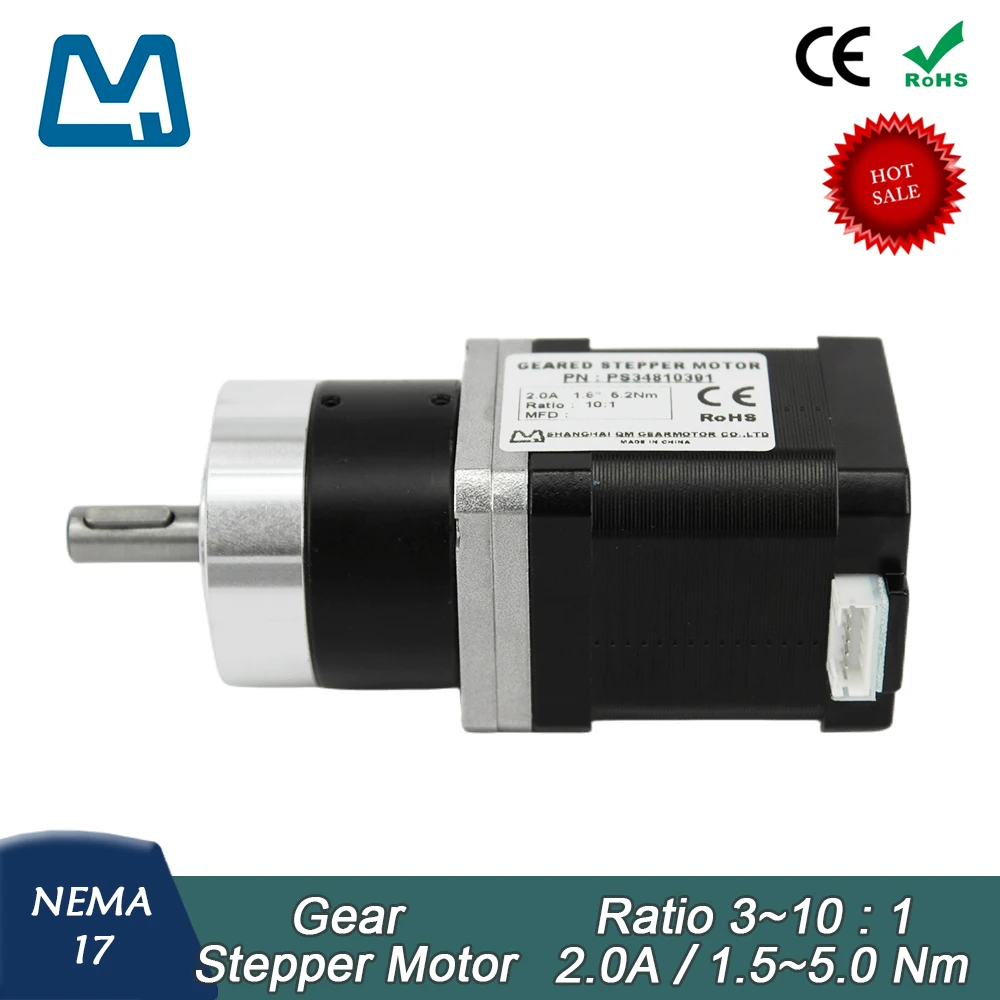 Nema17 Planetary Gearbox Ratio 4:1 Keyway Shaft 42 Stepper Motor 48mm Body Lenght 2.0A 0.6Nm
Nema17 Planetary Gearbox Ratio 4:1 Keyway Shaft 42 Stepper Motor 48mm Body Lenght 2.0A 0.6Nm