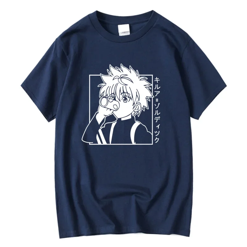 Футболка Kawaii Hunter X футболка с изображением охотника Killua Zoldyck аниме с коротким рукавом для мужчин и женщин, повседневная Высококачественная футболка из 100% хлопка, топы
Футболка Kawaii Hunter X футболка с изображением охотника Killua Zoldyck аниме с коротким рукавом для мужчин и женщин, повседневная Высококачественная футболка из 100% хлопка, топы