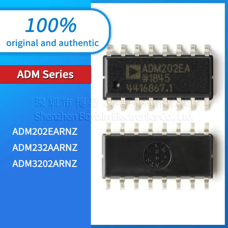 Original genuine ADM202EARNZ ADM232AARNZ ADM3202ARNZ new RS232 line driver receiver IC chip SOP16
Original genuine ADM202EARNZ ADM232AARNZ ADM3202ARNZ new RS232 line driver receiver IC chip SOP16
