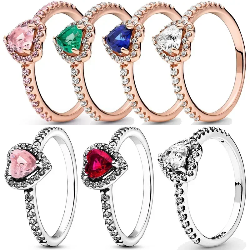 Authentic 925 Sterling Silver Elevated Red Green Blue Pink Heart Ring with Crystal for Women Birthday Gift Fashion Jewelry
Authentic 925 Sterling Silver Elevated Red Green Blue Pink Heart Ring with Crystal for Women Birthday Gift Fashion Jewelry