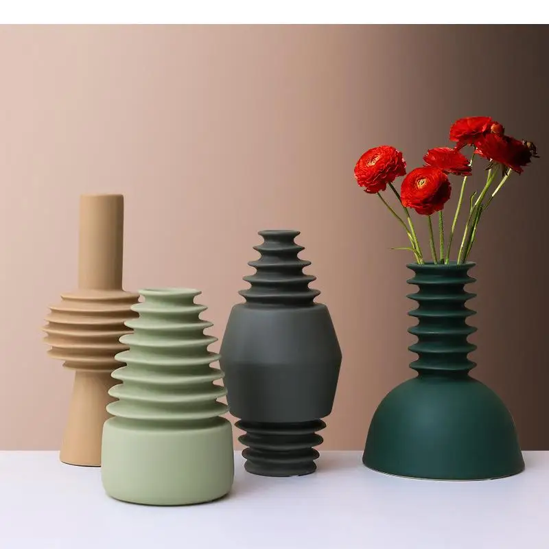 

Креативная керамическая ваза из ниток, керамические украшения ручной работы, Цветочная композиция, абстрактная нестандартная ваза для цветов, украшение для дома