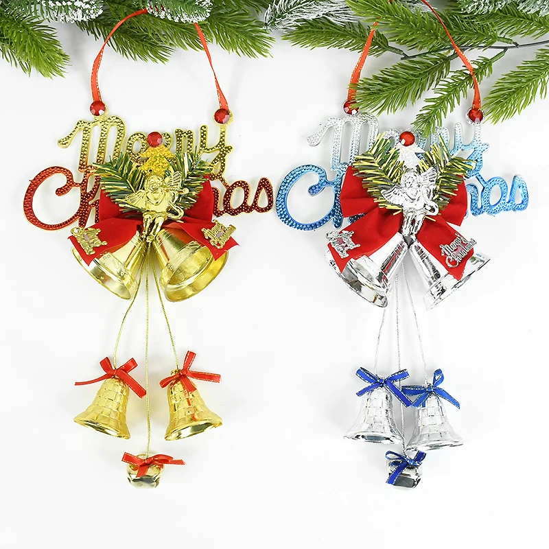 

Christmas Bell Pendant Xmas Tree Ornaments Merry Christmas Decoration New Year DIY Flower Wreath Display Window Hanging Decor