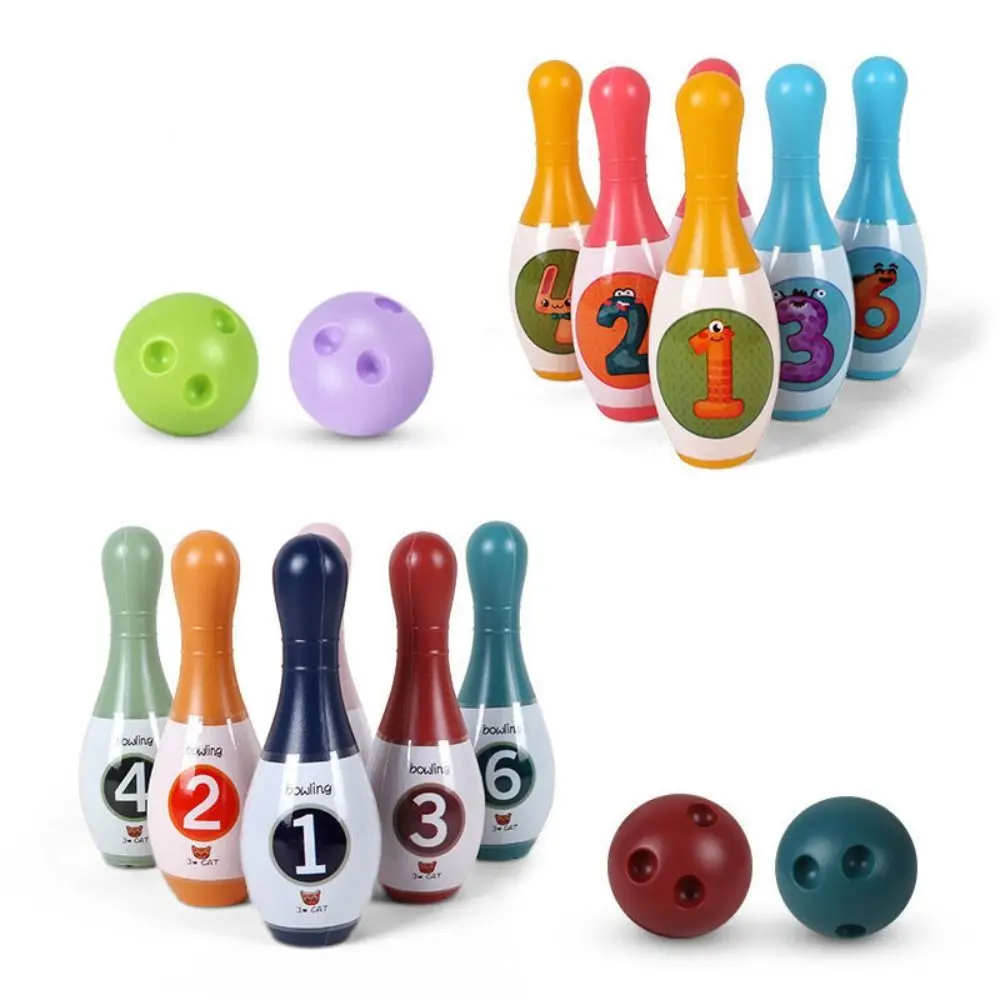 

Educational Toy Bowling Set Interactive Early Teaching Games 2 Balls Bowling Balls for Toddlers Plastic Number Learning Family