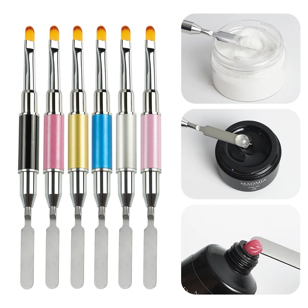 

Dual Ended Nail Art Brush Design UV Gel Brush Pen and Spatula Stainless Steel Drawing Carving Gel Nails Extension Manicure Tools