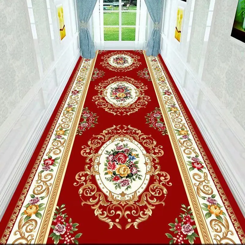 

Customizable Aisle Hallway Long Carpets European Stairs Corridor Home Decor Wedding Hotel Area Rug Long Runner Entrance Door Mat