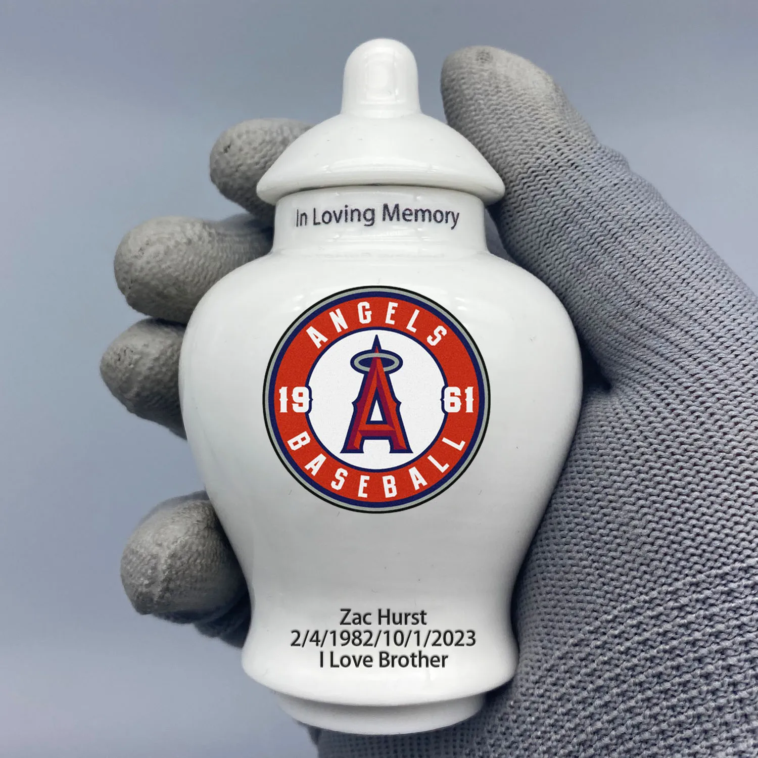 

Mini Urn for Los Angeles Angels-themed Logo Custom Urn.Send me the name/date you want to appear on the urn by Remarks Message