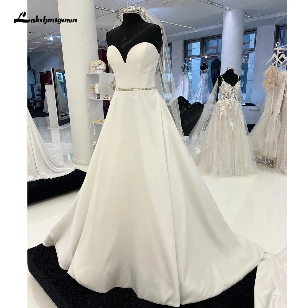 

Lakshmigown Satin Wedding Dresses Sweetheart Court Train Elegant Bride Dress A-Line Long Dresses For Women 2024 Robe De Mariee