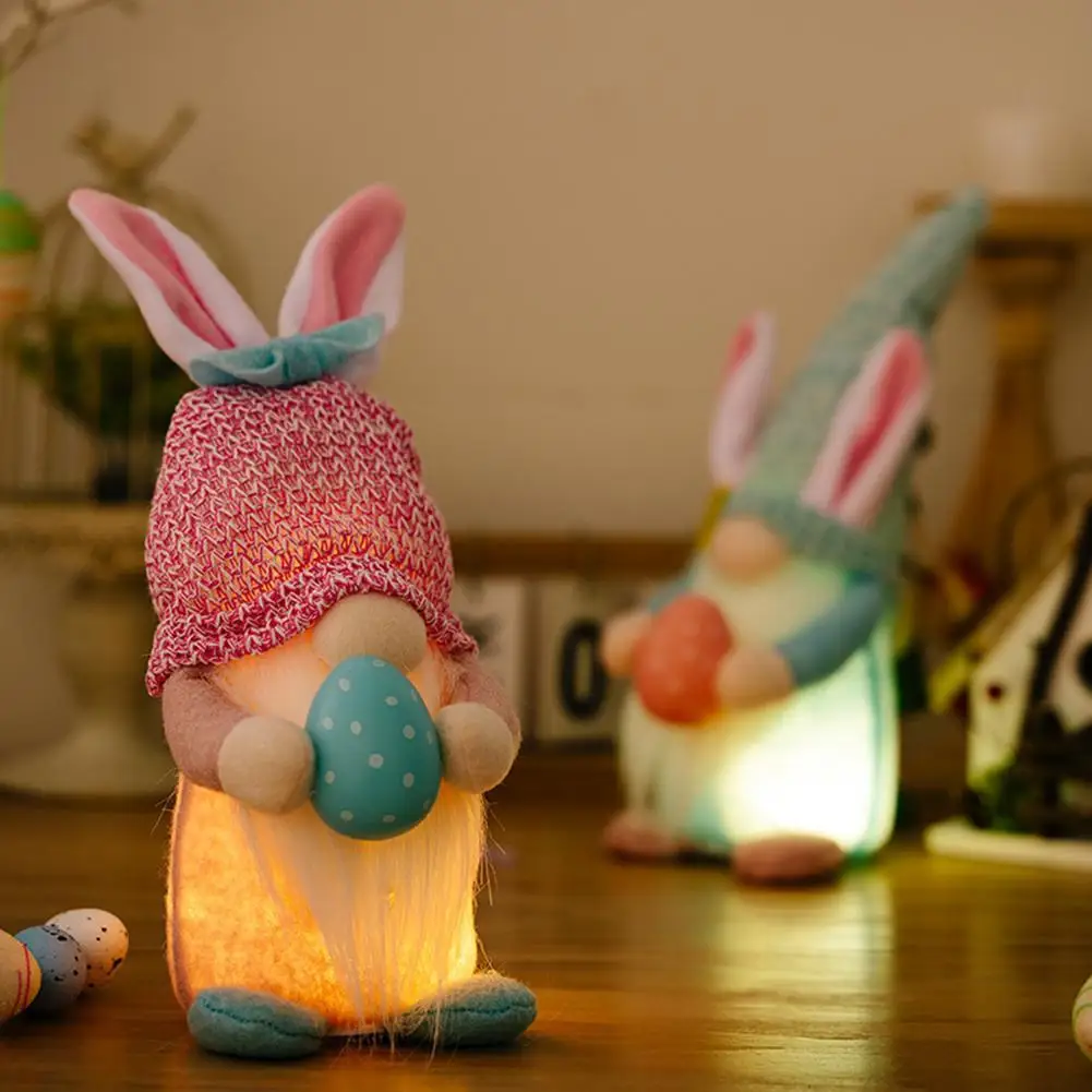 Faceless Gnome Dwarf Dolls Ornaments With Led Luminous Lights Rabbit Ears Blue Hat Children Toy Party Gift For Easter Decoration
Faceless Gnome Dwarf Dolls Ornaments With Led Luminous Lights Rabbit Ears Blue Hat Children Toy Party Gift For Easter Decoration