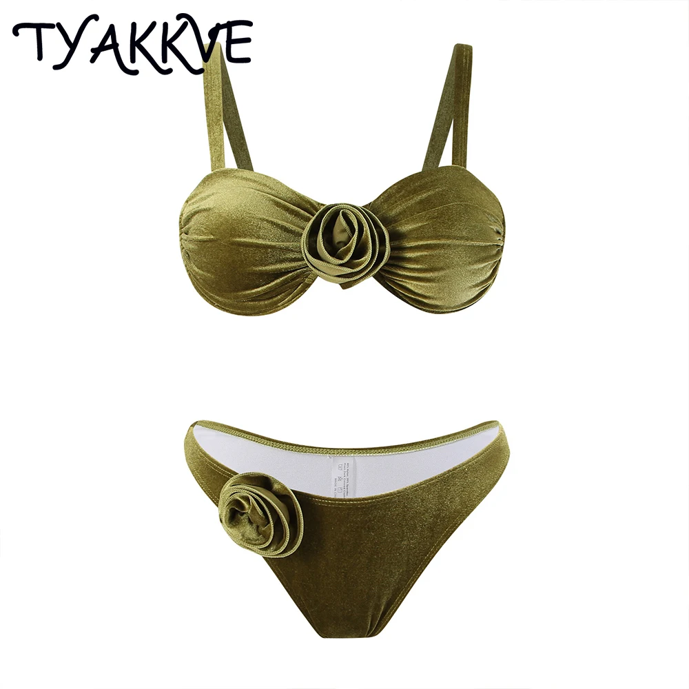 

TYAKKVE Micro Bikini Women Swimwear New 2024 Sexy 3D Flower Push Up BikiniS Set Swimsuit Beachwear 2-Piece Bathing Suit Thongs