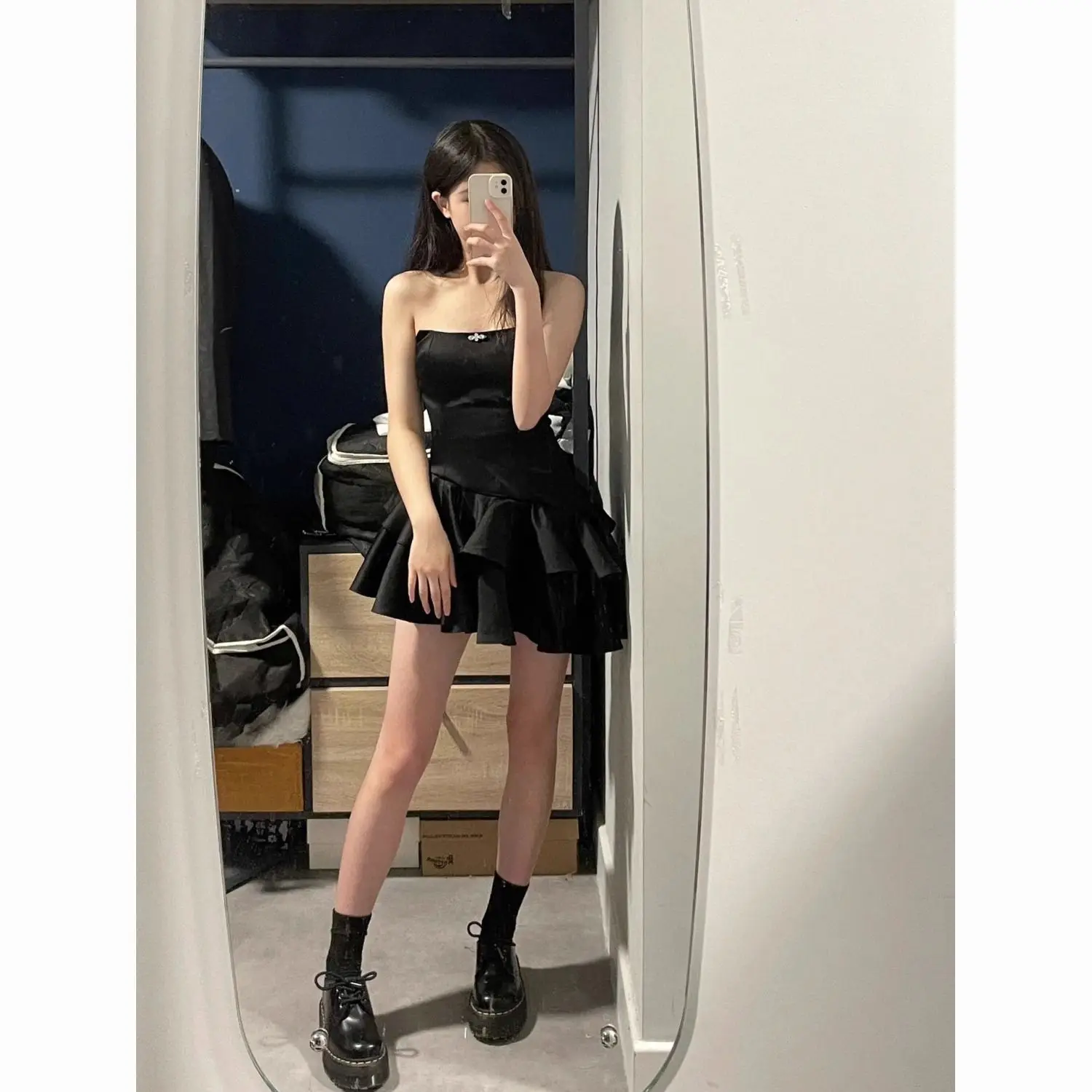Sweet And Cool Black Strapless Dress For Women's Spring 2024 New Waistband Slimming Irregular Cake Puffy Short Skirt
Sweet And Cool Black Strapless Dress For Women's Spring 2024 New Waistband Slimming Irregular Cake Puffy Short Skirt