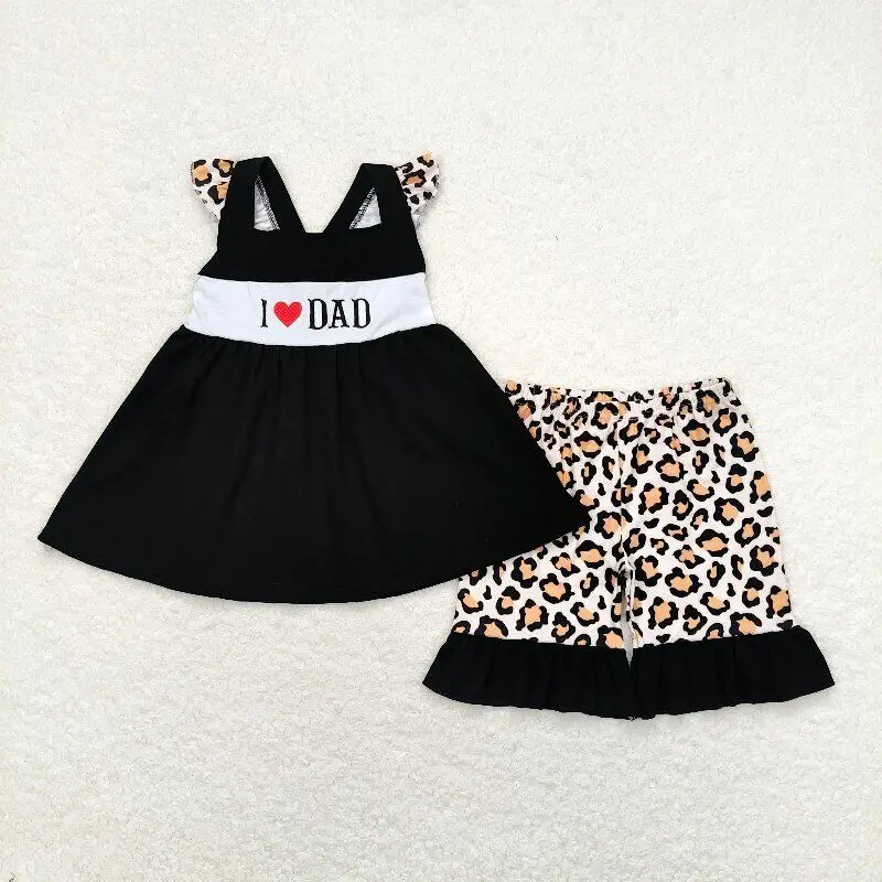 RTS Baby Girls Toddler Wholesale Black I Love Dad Leopard Tunic Top Summer Kids Ruffles Boutique Outfits Clothes Sets
RTS Baby Girls Toddler Wholesale Black I Love Dad Leopard Tunic Top Summer Kids Ruffles Boutique Outfits Clothes Sets