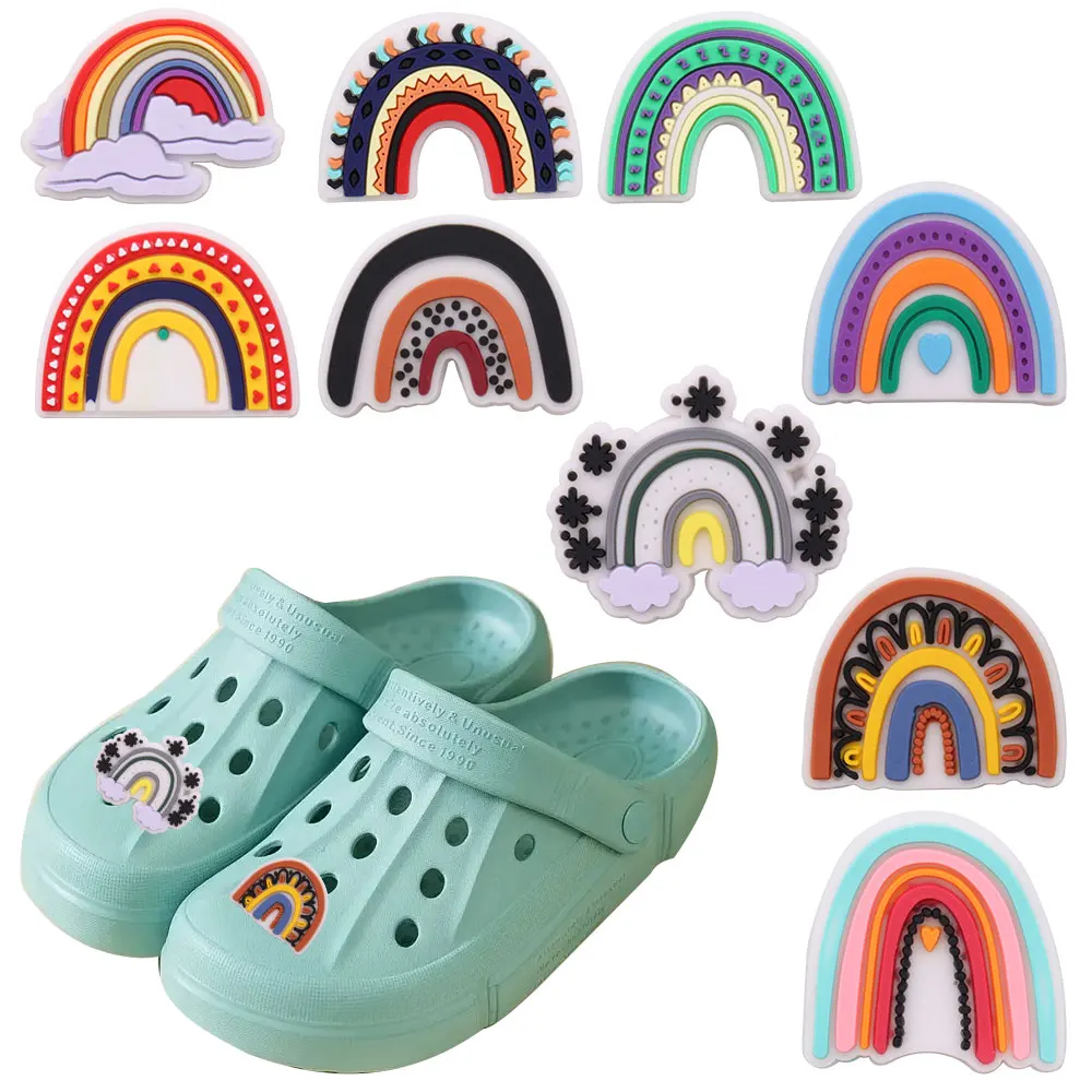 New Arrival 1pcs Shoe Charms Rainbow Butterfly Flower Daisy Accessories PVC Kids Shoes Buckles Fit Wristbands Birthday Present
New Arrival 1pcs Shoe Charms Rainbow Butterfly Flower Daisy Accessories PVC Kids Shoes Buckles Fit Wristbands Birthday Present