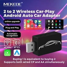 MEKEDE Auto Parts  2 to 2 MINI Box wireless Car-Play Android Auto Car Adapter USP Plug and Play Automatic recognition WIFI BT5.0