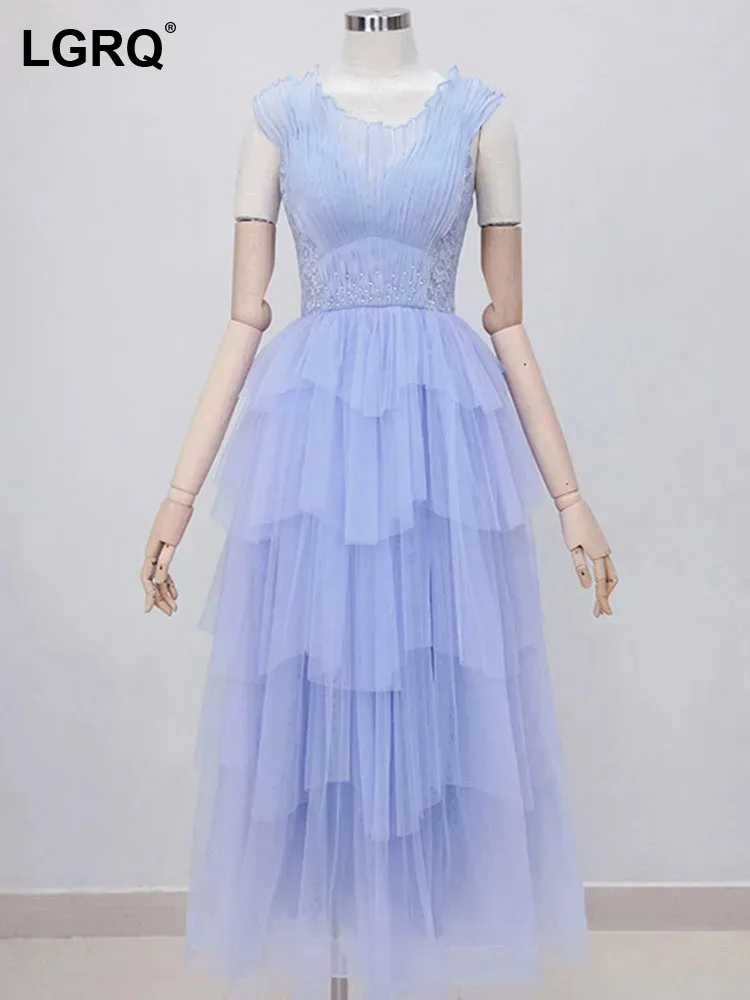 LGRQ Women's Sleeveless Dress Solid Pin Bead Mesh High Waist Causal Thin Elegant Dresses Female Summer 2024 New Clothing 3WQ9628
LGRQ Women's Sleeveless Dress Solid Pin Bead Mesh High Waist Causal Thin Elegant Dresses Female Summer 2024 New Clothing 3WQ9628