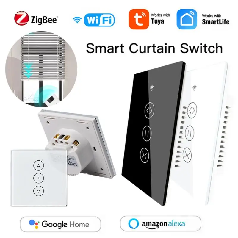 Tuya Zigbee WIFI Smart Curtain Switch eWelink RF Glass Panel Touch Switch Timing/Voice/Remote Control Via Alexa Google Home
Tuya Zigbee WIFI Smart Curtain Switch eWelink RF Glass Panel Touch Switch Timing/Voice/Remote Control Via Alexa Google Home