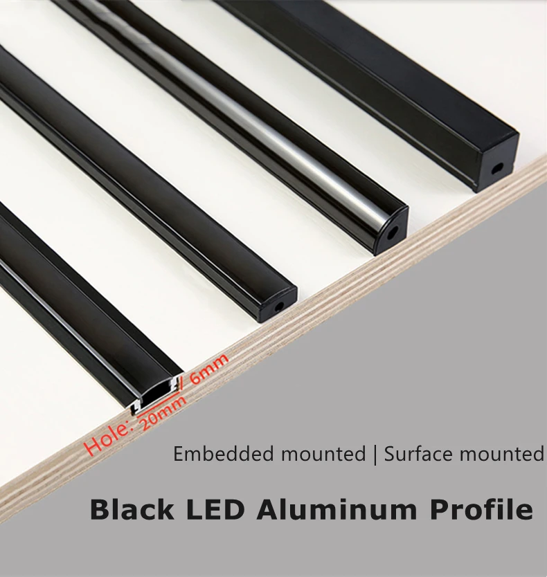 

0.5m LED Aluminum Profile V/U/YW-Type Channel Corner Black Milky Cover Bar Lamp For Cabinet Closet 5050 5630 Linear Strip Lights