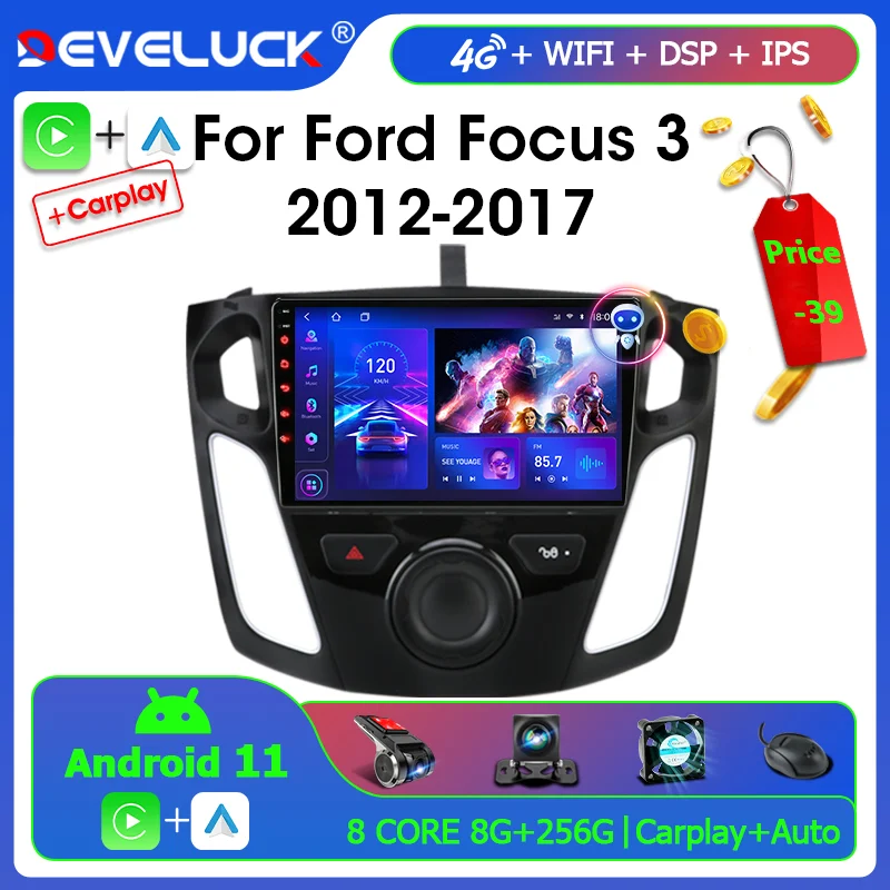 Автомагнитола 2 Din на Android 11 для Ford Focus 3 Mk 3, салон 2012-2017, мультимедийный видеоплеер, навигация GPS, Carplay, авто, DVD, стерео
Автомагнитола 2 Din на Android 11 для Ford Focus 3 Mk 3, салон 2012-2017, мультимедийный видеоплеер, навигация GPS, Carplay, авто, DVD, стерео