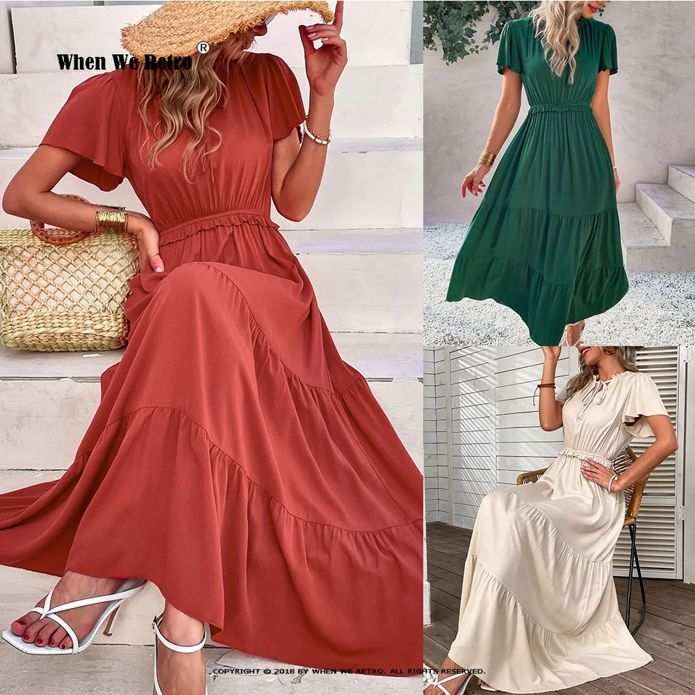 Casual Holiday Long Dress For Women Short Flare Sleeve V Neck Solid Color Green Red White Dress Large Swing Summer Robe VD3817
Casual Holiday Long Dress For Women Short Flare Sleeve V Neck Solid Color Green Red White Dress Large Swing Summer Robe VD3817