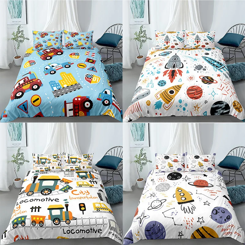 Home Textile Luxury 3D Planet Rocket Print 2/3Pcs Kids Aldult Duvet Cover Pillowcase Bedding Set Single Queen and King Size
Home Textile Luxury 3D Planet Rocket Print 2/3Pcs Kids Aldult Duvet Cover Pillowcase Bedding Set Single Queen and King Size