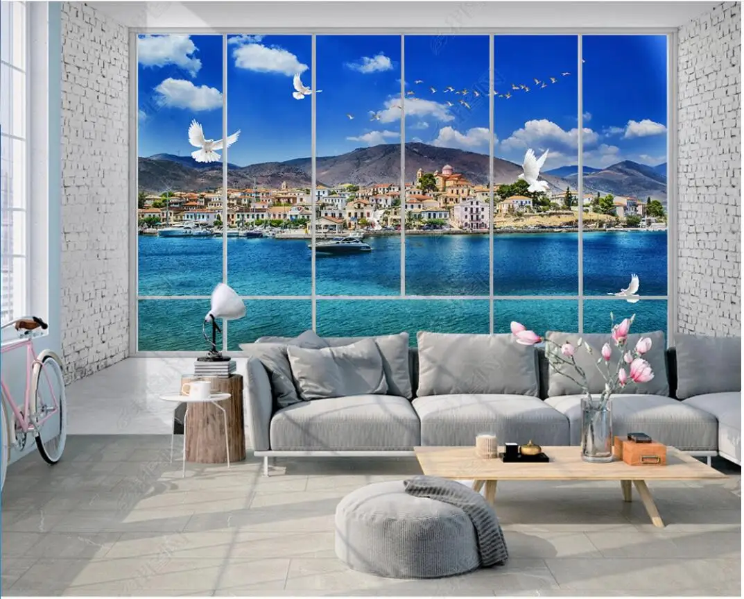 3d photo wallpaper on the wall custom mural Blue Beach Villa Seagull Scenery living room home decoration wallpaper for walls 3 d
3d photo wallpaper on the wall custom mural Blue Beach Villa Seagull Scenery living room home decoration wallpaper for walls 3 d