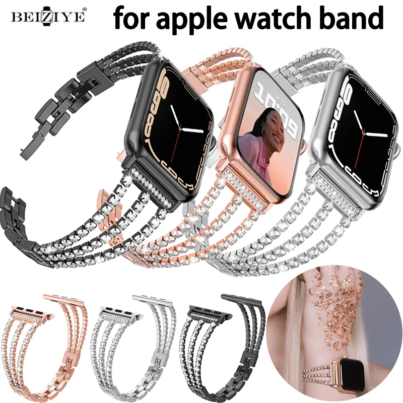 For Apple Watch Band Series 7 6 5 4 3 2 1 Women Diamond Strap for iWatch 44MM 40MM 42MM 38MM 41MM 45MM Stainless Steel Bracelet
For Apple Watch Band Series 7 6 5 4 3 2 1 Women Diamond Strap for iWatch 44MM 40MM 42MM 38MM 41MM 45MM Stainless Steel Bracelet