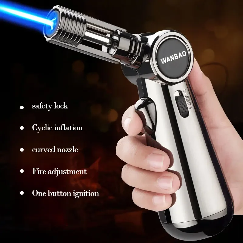 

Torch Gas Windproof BBQ Kitchen Cooking Jet Turbo Cigar Lighter High Capacity Spray Gun Jewelry Metal Welding Gifts For Men