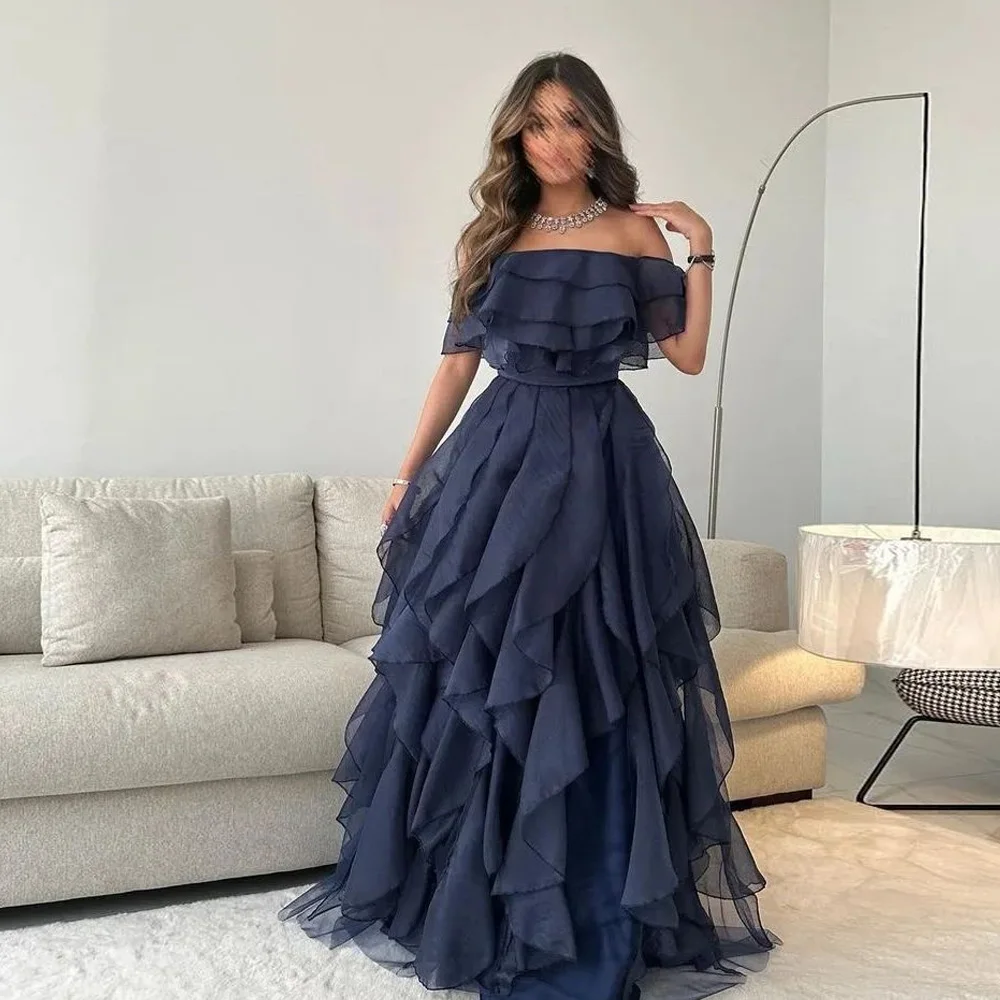 New Arrival Navy Blue Prom Dress 2024 Boat Neck Off Shoulder Layers Tulle Long Evening Party Gown Saudi Arabia Plus Size Woman
New Arrival Navy Blue Prom Dress 2024 Boat Neck Off Shoulder Layers Tulle Long Evening Party Gown Saudi Arabia Plus Size Woman