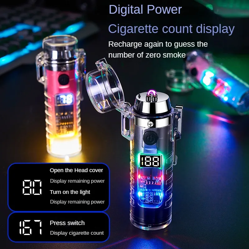 

Electric Lighters USB Rechargeable Plasma Arc Lighter Windproof Waterproof Cigarette Smoking Accessories Men Gifts Cool Light