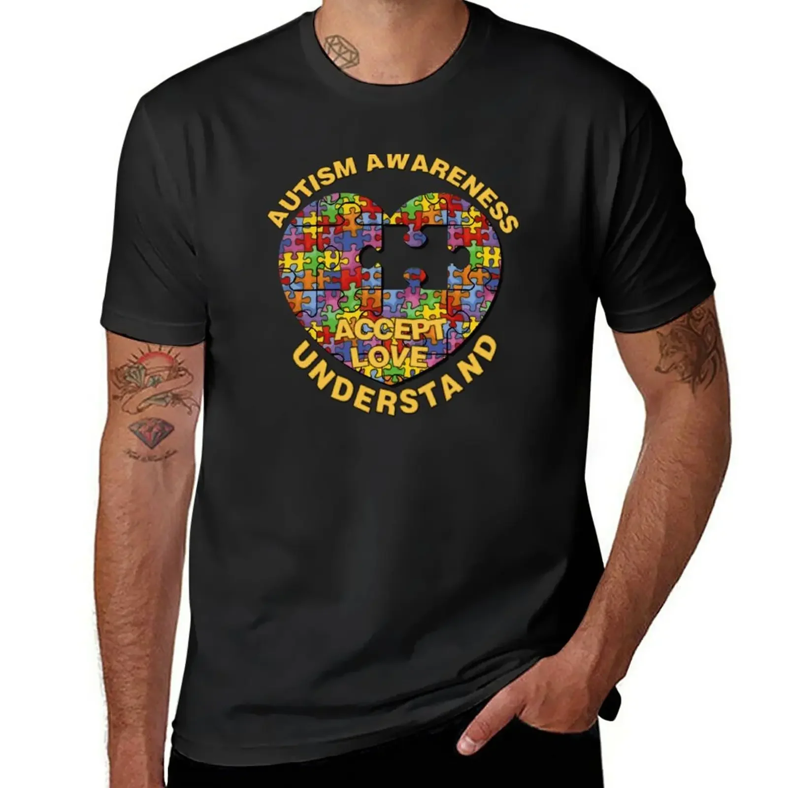 

Autism Awareness Puzzle Heart T-Shirt blacks cute tops men t shirts