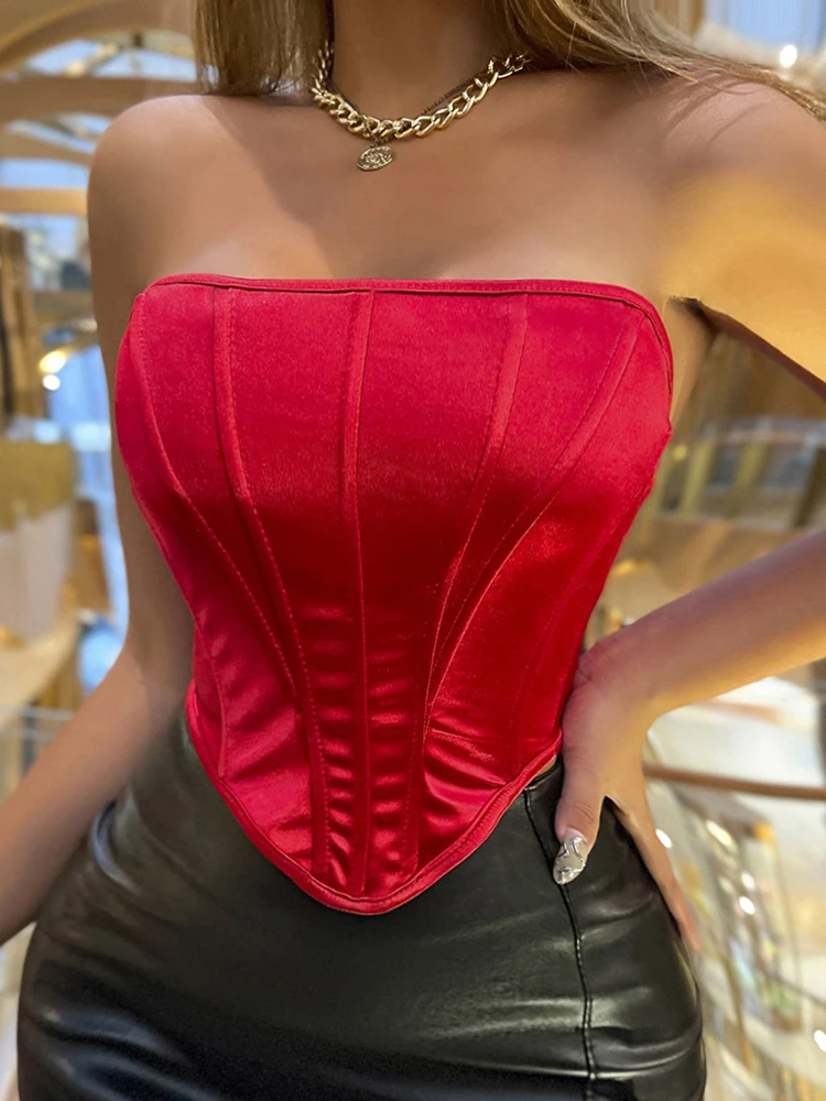 Black Fashion 2023 Spring Summer Strapless Skinny Party Basic Tank Tops Y2K Satin Sexy Backless Crop Corset Top Women
Black Fashion 2023 Spring Summer Strapless Skinny Party Basic Tank Tops Y2K Satin Sexy Backless Crop Corset Top Women