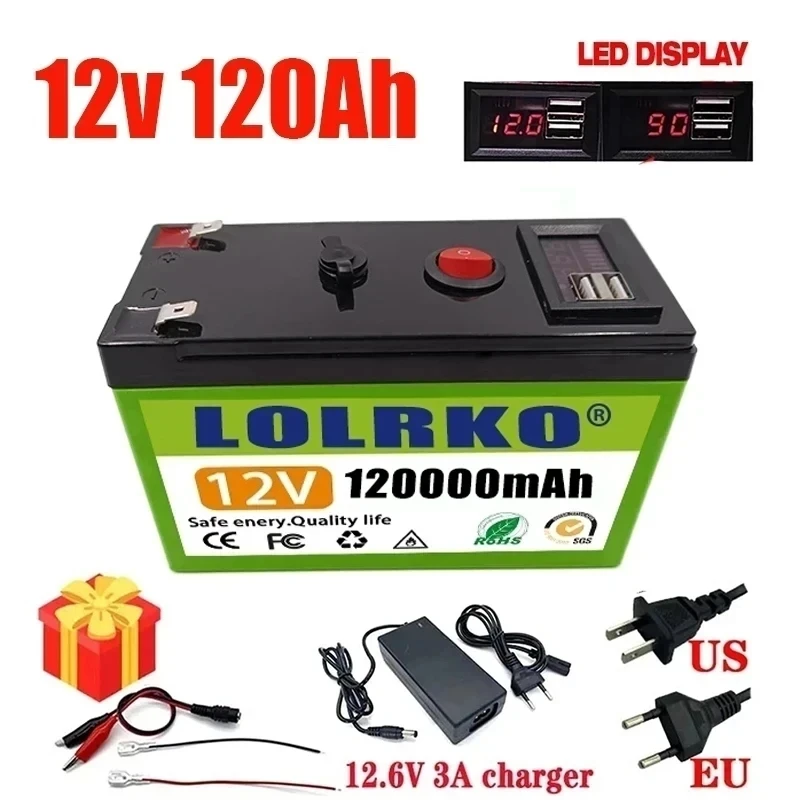 2024 Upgraded LiFePO4 Lithium Battery 12V 120Ah Portable Rechargeable Battery Built-in 5V 2.1A Usb Power Display Port Charging
2024 Upgraded LiFePO4 Lithium Battery 12V 120Ah Portable Rechargeable Battery Built-in 5V 2.1A Usb Power Display Port Charging