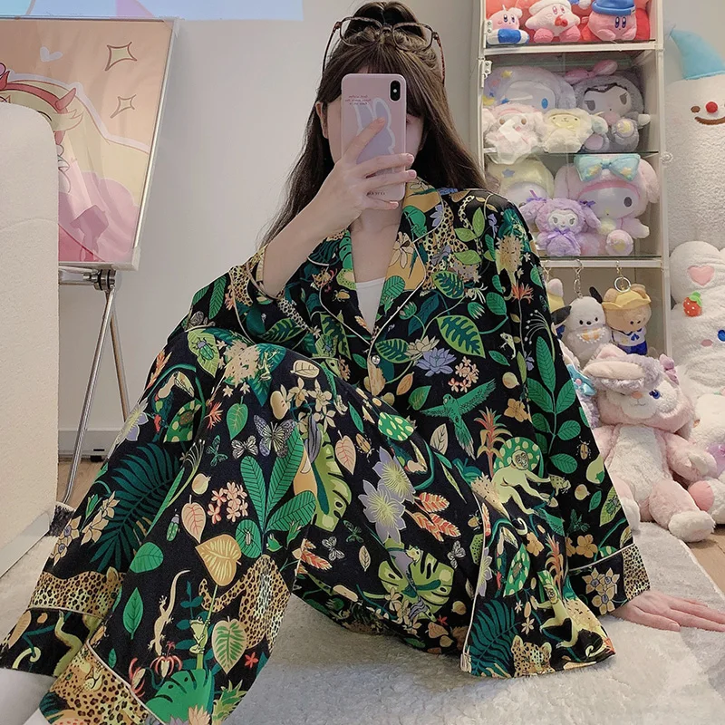 Ice Silk Pajamas Female Summer Long Sleeve 2023 New Thin Silk Can Be Worn Outside Spring And Autumn Ladies Home Clothes Set
Ice Silk Pajamas Female Summer Long Sleeve 2023 New Thin Silk Can Be Worn Outside Spring And Autumn Ladies Home Clothes Set