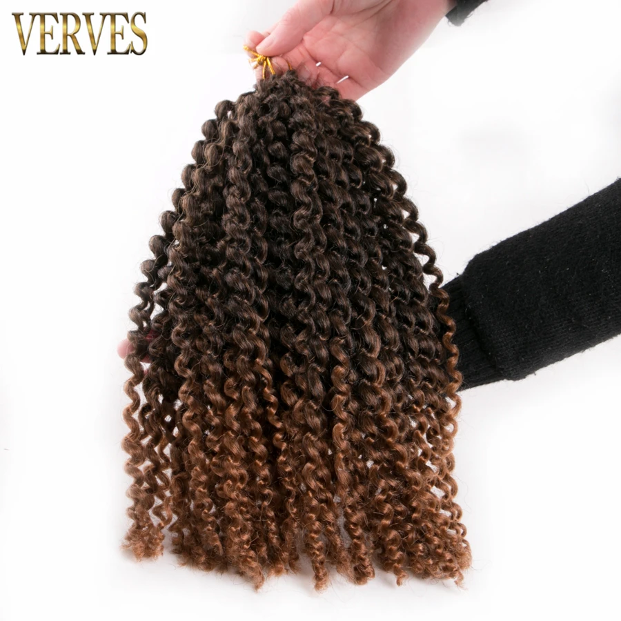 

VERVES Marlybob Crochet Braid Hair Synthetic 12 inch Jerry Curly Ombre Afro kinky Braiding Extentions Burgundy for Black Woman