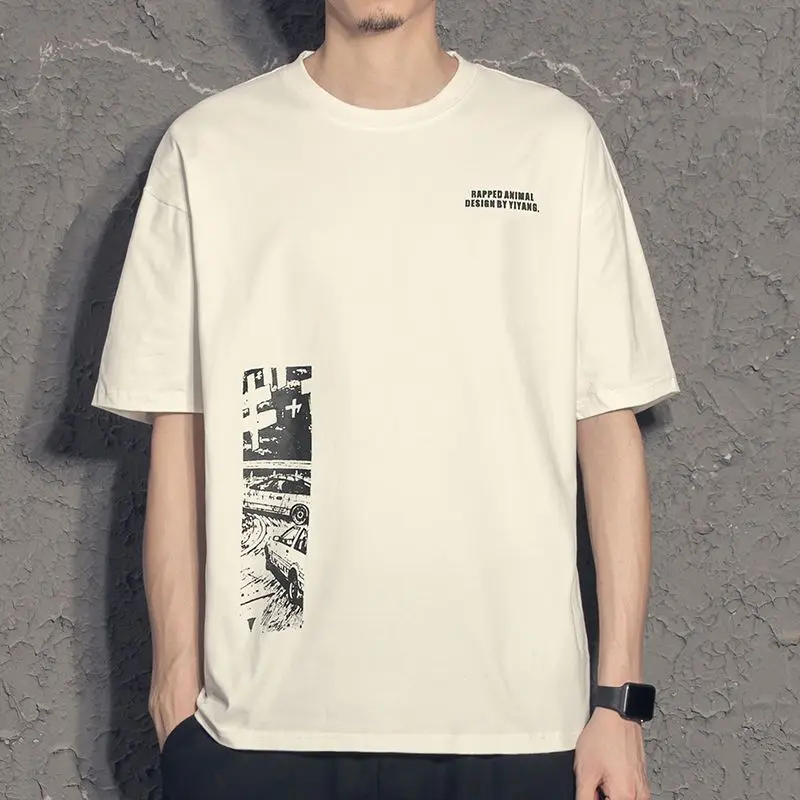 Summer New Cotton Korean Version Men's Clothing Loose Round Neck Short Sleeve Youth Trend Cartoon Pattern Printed T-shirt Top
Summer New Cotton Korean Version Men's Clothing Loose Round Neck Short Sleeve Youth Trend Cartoon Pattern Printed T-shirt Top