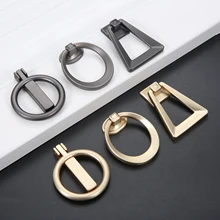 1Pc Wardrobe Handle Jewelry Boxes Antique Drop Ring Pulls Kitchen Cabinets Drawer Handle Furniture Hardware Home Decor w/ Screw