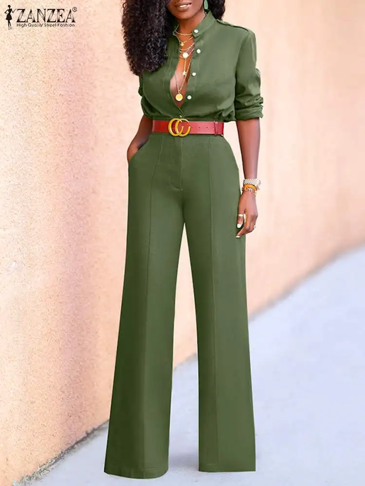 ZANZEA Women Solid Long Jumpsuit Elegant Wide Leg Pants Overalls 2023 Autumn Long Sleeve Playsuit Fashion Buttons Pocket Rompers
ZANZEA Women Solid Long Jumpsuit Elegant Wide Leg Pants Overalls 2023 Autumn Long Sleeve Playsuit Fashion Buttons Pocket Rompers