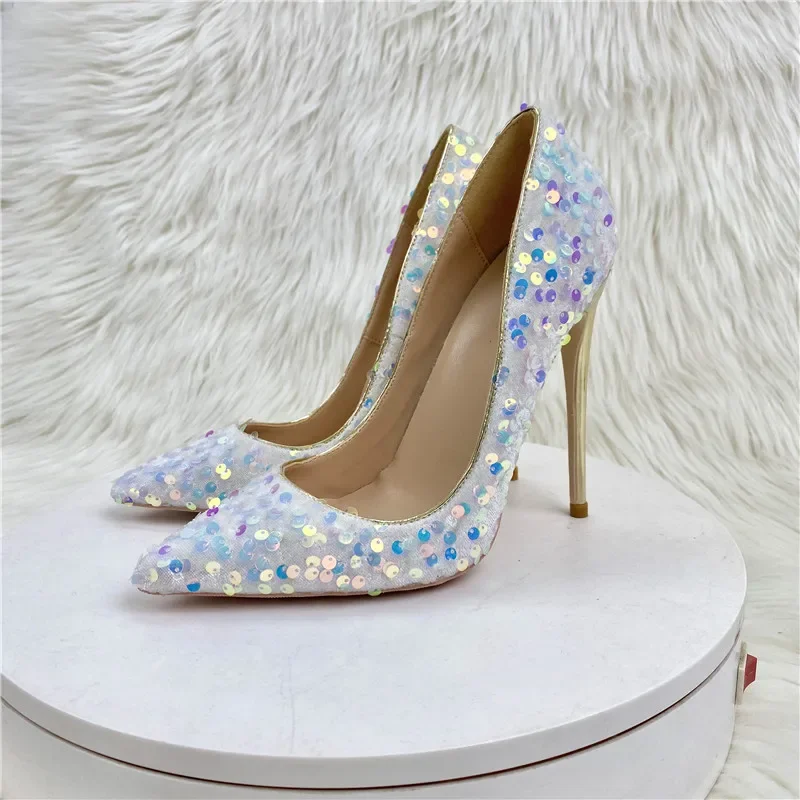 Fashionable white bling sequins sexy women extremely high heel pointed toe slip on stiletto chic pumps ladies party wedding
Fashionable white bling sequins sexy women extremely high heel pointed toe slip on stiletto chic pumps ladies party wedding