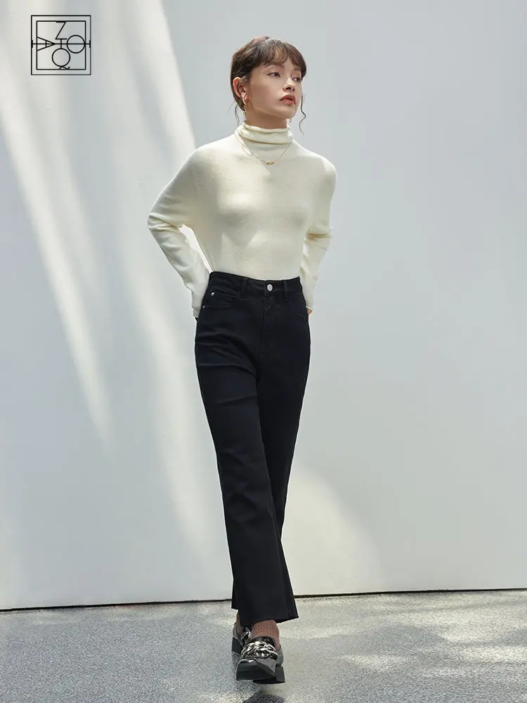ZIQIAO 2022 Winter Women Black Stretch Bootcut Cropped Jeans Office Lady Cotton Frayed Hem Black Jean High Waist Trousers
ZIQIAO 2022 Winter Women Black Stretch Bootcut Cropped Jeans Office Lady Cotton Frayed Hem Black Jean High Waist Trousers