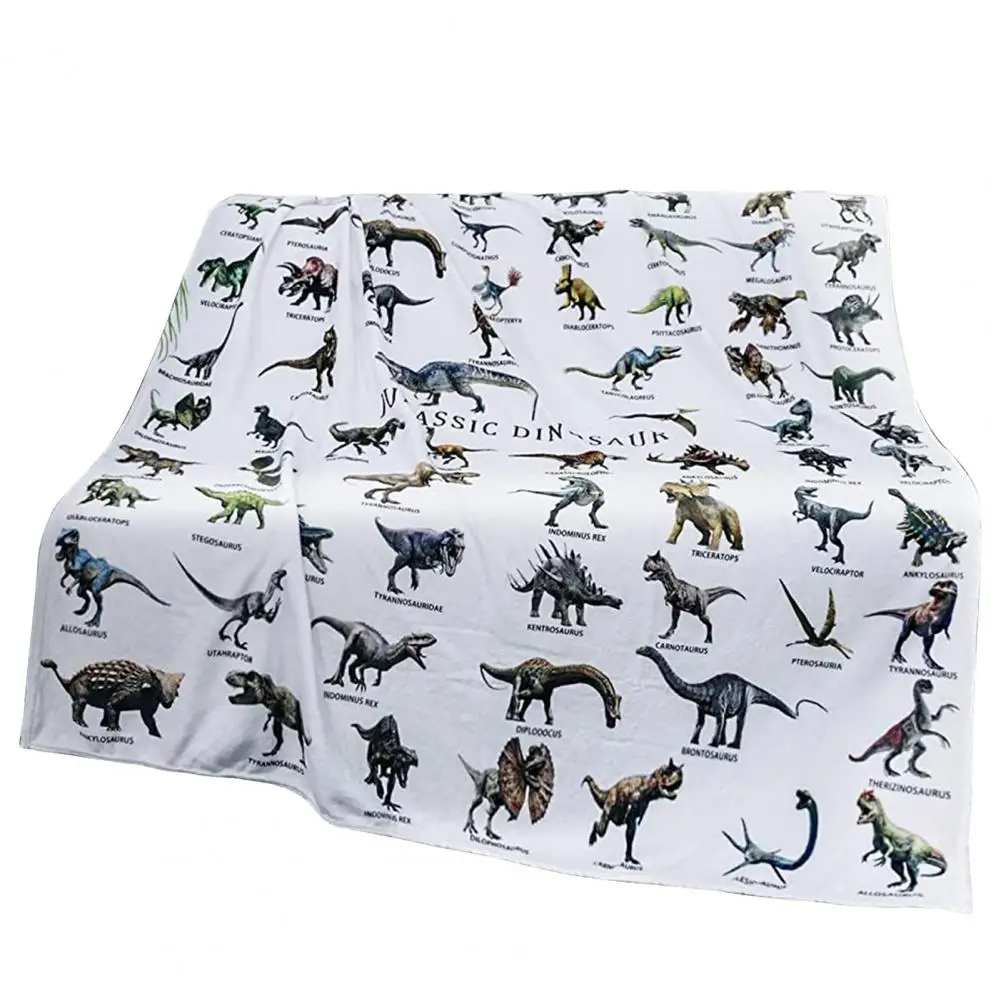 

Bed Blanket Super Soft Flannel Dinosaur Alphabet Blanket Cozy Sofa Throw for Kids Adults for Dinosaur for Home for Comfort