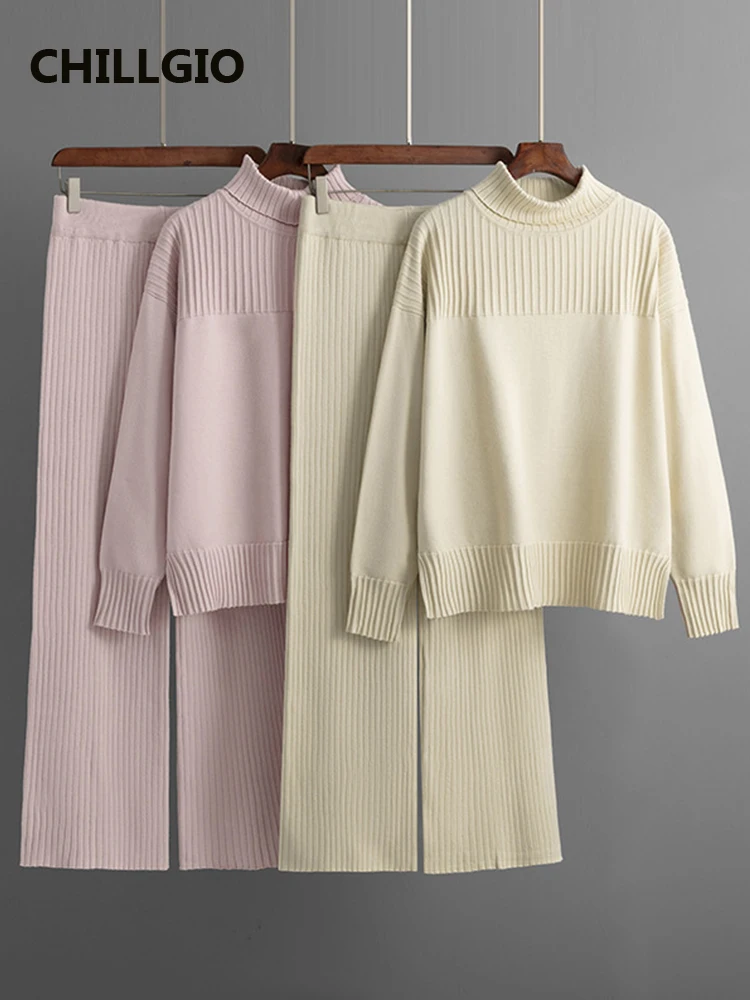 CHILLGIO Women Casual Winter Warm Knitted Pants Suits Fashion Autumn Knit Turtleneck Long Wide Leg Pants Two Pieces Sweater Sets
CHILLGIO Women Casual Winter Warm Knitted Pants Suits Fashion Autumn Knit Turtleneck Long Wide Leg Pants Two Pieces Sweater Sets