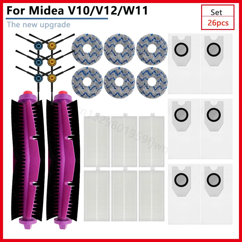 For Midea V10 V12 W11 Vacuum Cleaner Main Side Brush Dust Bag Hepa Filter Mop Rag Trash Bag Kitfort Accessory Products
For Midea V10 V12 W11 Vacuum Cleaner Main Side Brush Dust Bag Hepa Filter Mop Rag Trash Bag Kitfort Accessory Products