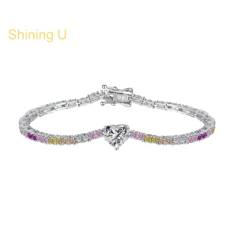 Shining U S925 Silver Iridescent Heart Zircon Full Gems Bracelet for Women Fine Jewelry Wedding Anniversary
Shining U S925 Silver Iridescent Heart Zircon Full Gems Bracelet for Women Fine Jewelry Wedding Anniversary