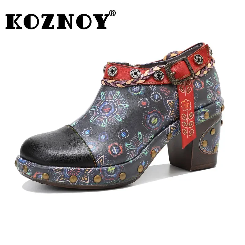 Koznoy 7.5cm Sheepskin Leather PU Ethnic Summer Chunky Heel Women Handmade Print Ladies Fashion Moccasins Metal Decoration Shoes
Koznoy 7.5cm Sheepskin Leather PU Ethnic Summer Chunky Heel Women Handmade Print Ladies Fashion Moccasins Metal Decoration Shoes