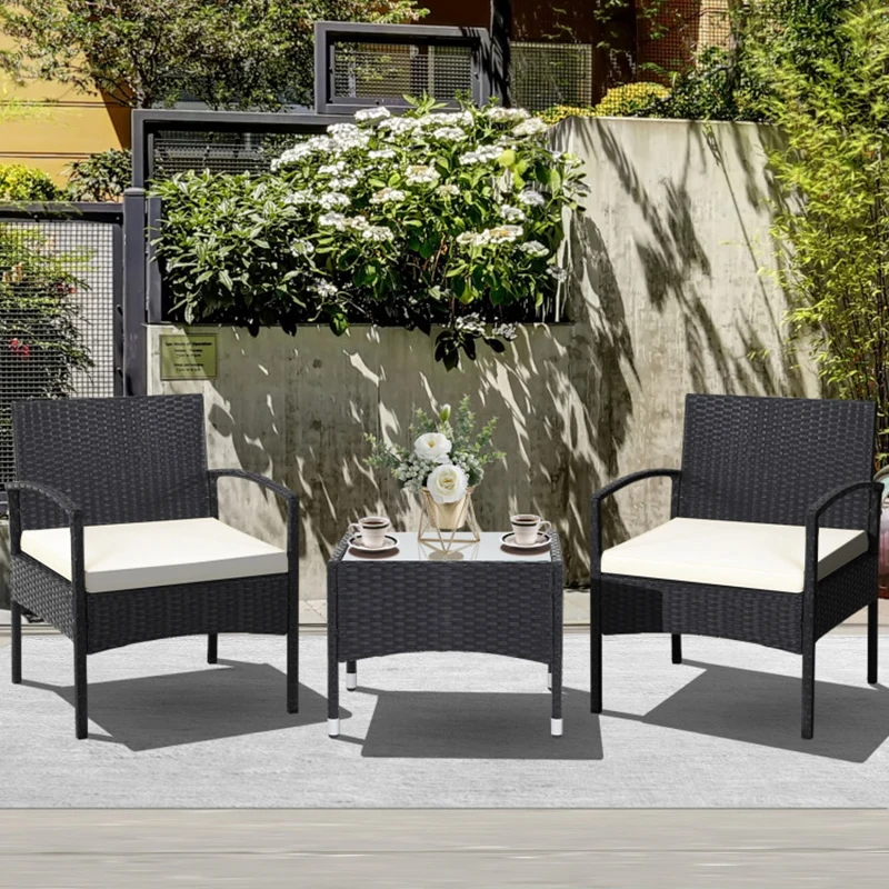 3 Pieces Patio Wicker Rattan Furniture Set with Cushion for Lawn Backyard Garden Outdoor Table and Chairs Sets
3 Pieces Patio Wicker Rattan Furniture Set with Cushion for Lawn Backyard Garden Outdoor Table and Chairs Sets